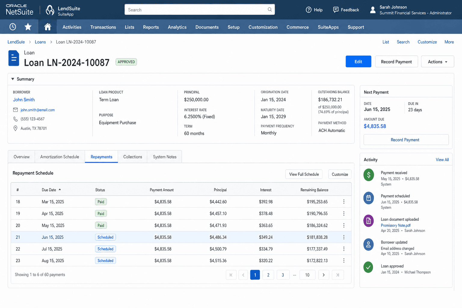 LendSuite interface preview